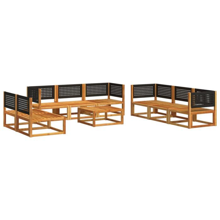 VidaXL 9-Piece Garden Sofa Set with Cushions In Acacia Wood and Rattan 3278880
