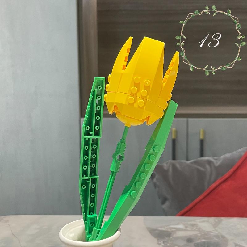 

Новые романтические креативные цветы букет строительные блоки MOC украшения дома цветок роза кирпичи DIY игрушки для девочек Рождество 13