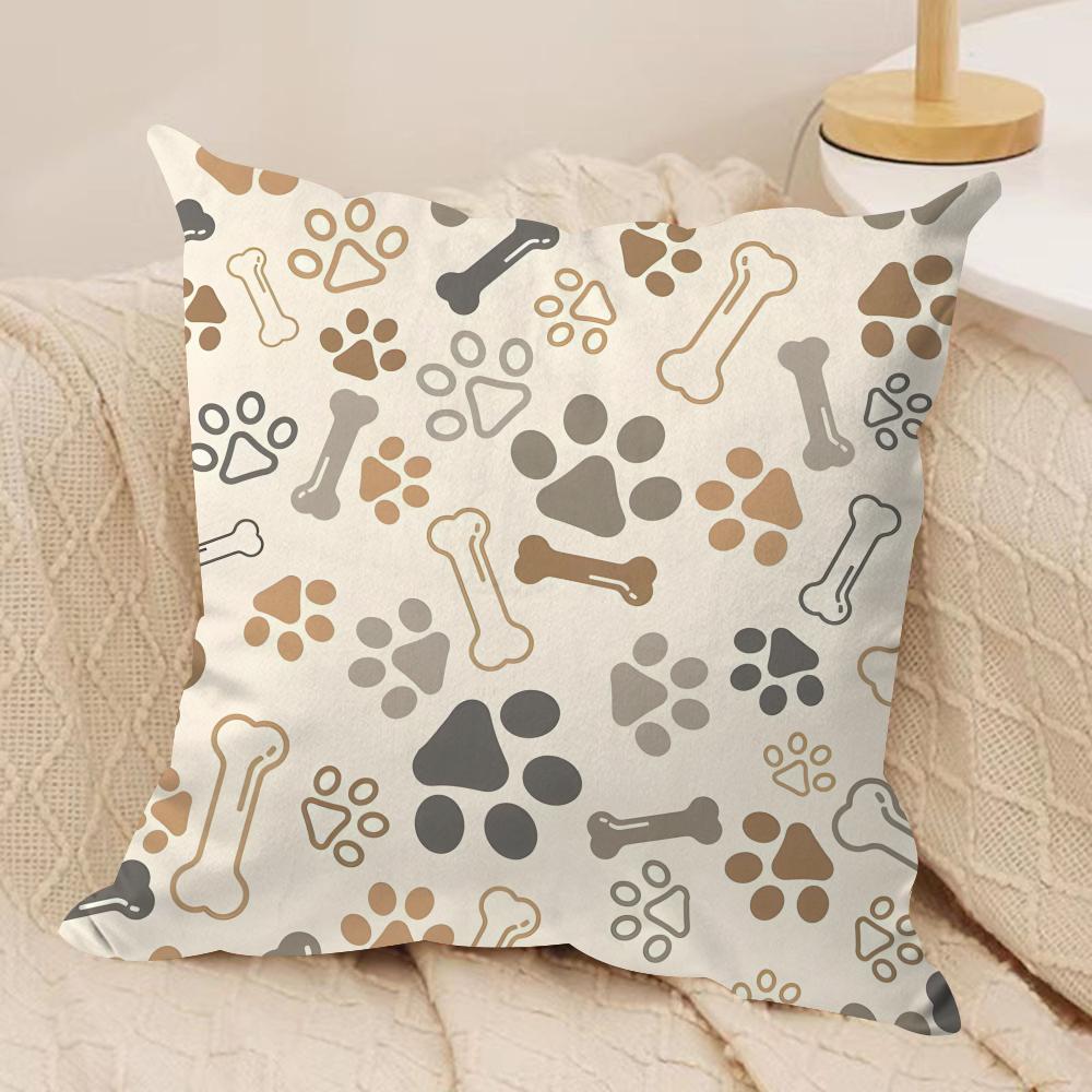 Paw Pattren Cushion Cover Soft Plush Fabric DoubleSided Printed Sofa Cushion Cover for All Seasons Home Decor Gift