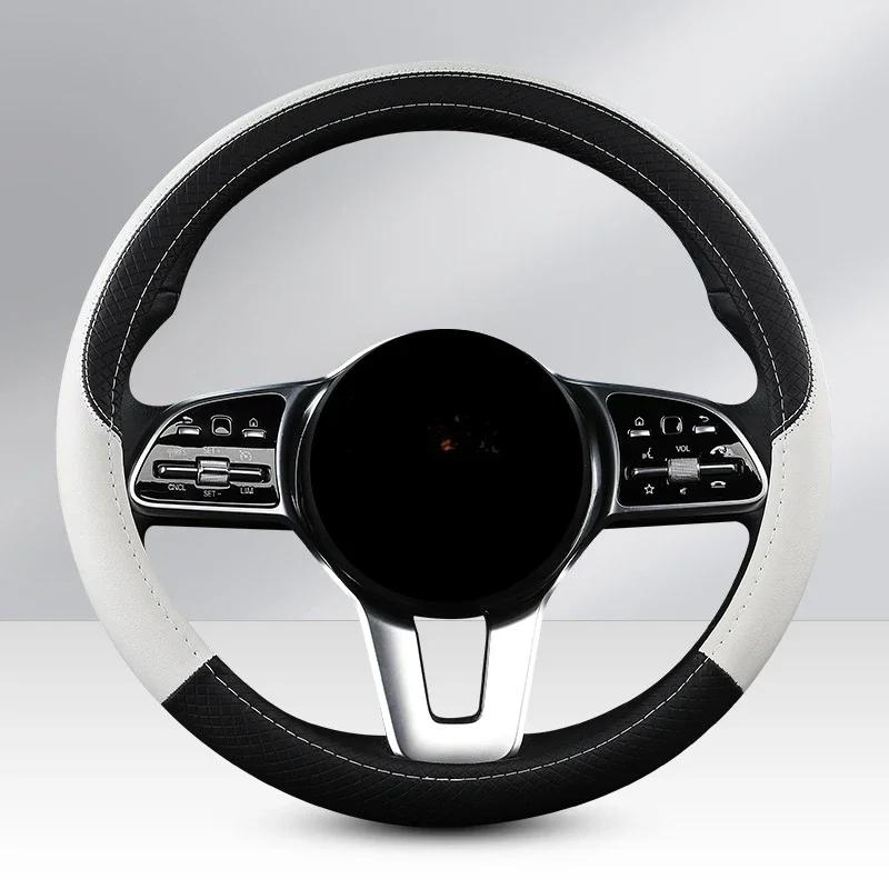 Coprivolante in pelle per auto 38 cm Coprivolante per auto in stile sportivo Coprivolante antiscivolo e antigraffio