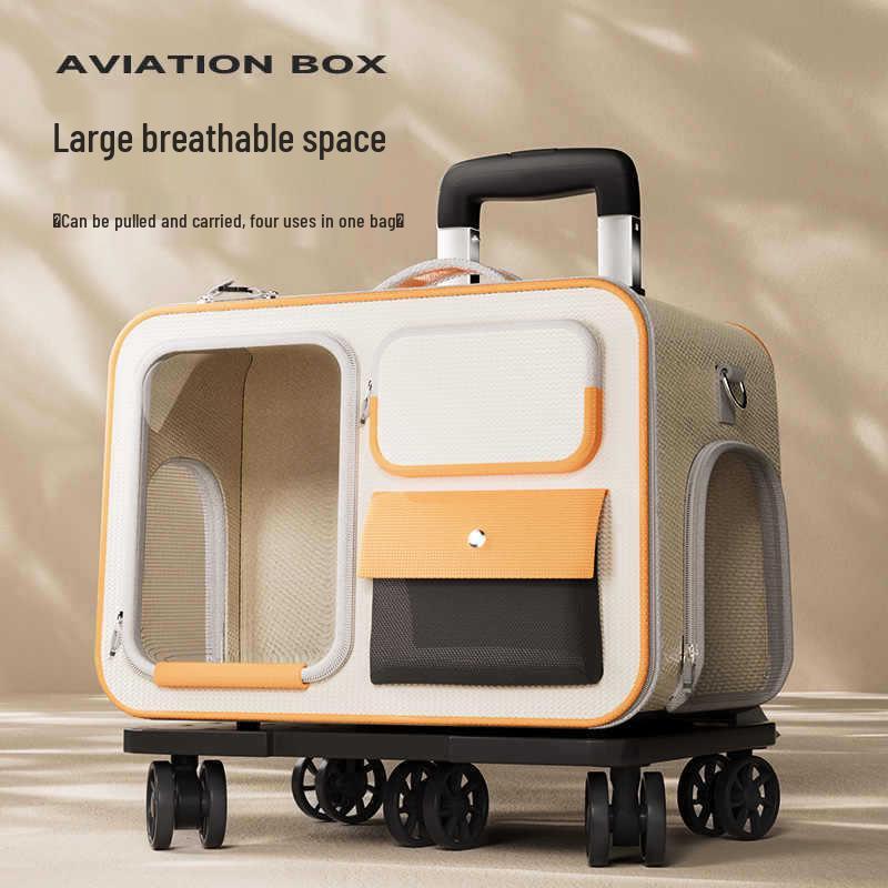 Large Capacity Pet Carrier Trolley Backpack: Portable Space Capsule for Cats & Dogs