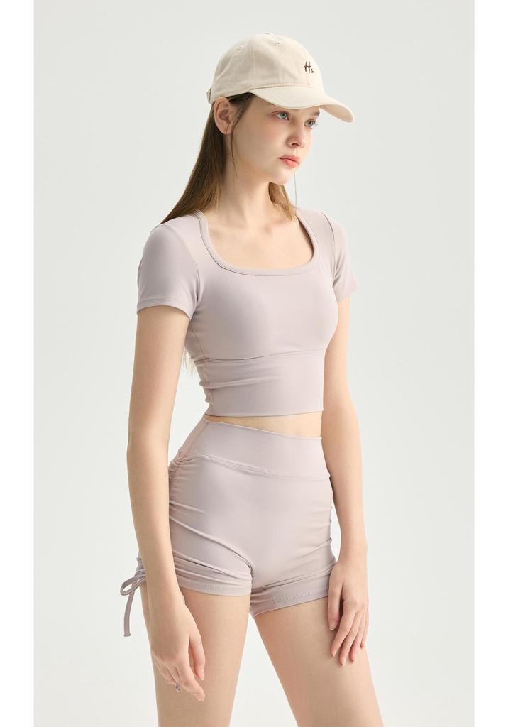 Women's High-Waisted Butt-Lift Yoga Shorts, Nude Feel, Three-Quarter Length