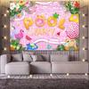 2D Summer Pool Party Backdrop with Watermelon and Pineapple for Kids Party