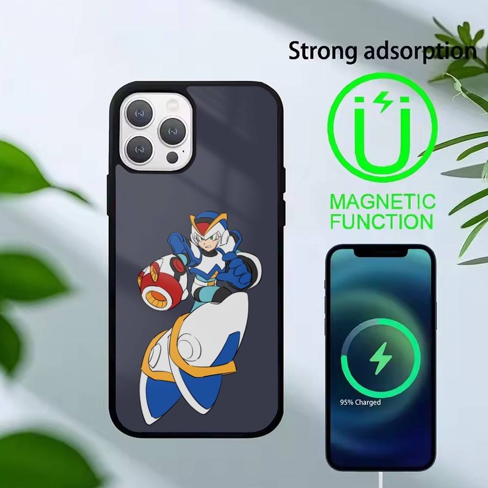 K-Mega Man Anime Phone Case For iPhone17,16,15,14,13 Plus,Pro Max Magnetic For Magsafe Wireless Charging