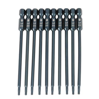 Kit de 10 embouts de tournevis magnétiques de sécurité à tige hexagonale T8 de 100 mm (14")