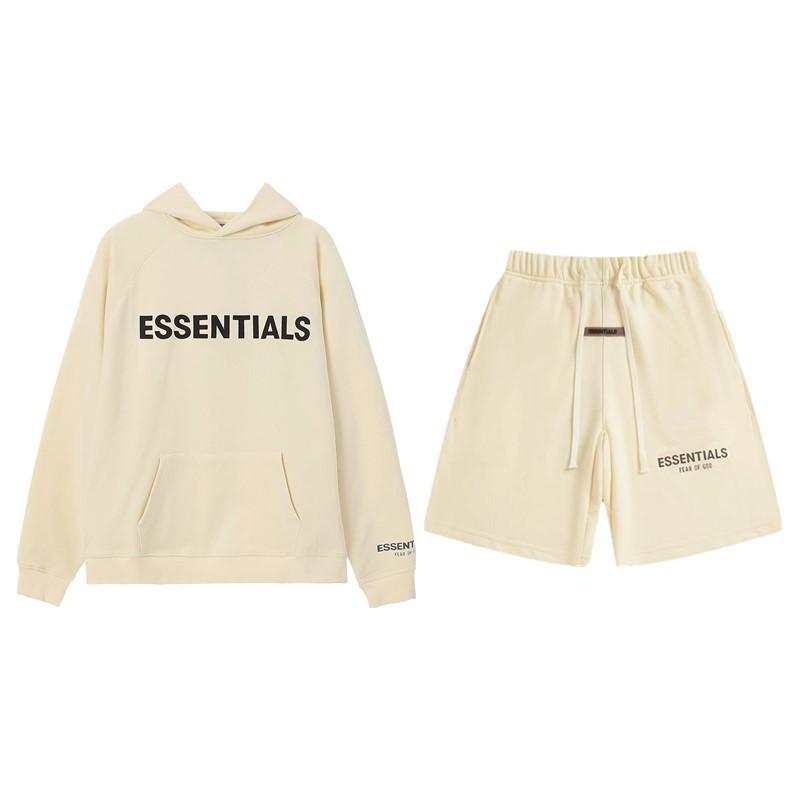 Mens Lightweight Hooded Cotton Terry Sweatshirt Shorts Set Casual Outfit