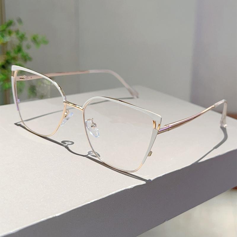 Oversized Cat Eye Glasses Women  Fashion Vintage Multi-color Rim Optical Frames Trendy Blue Light Blocking Eyewear