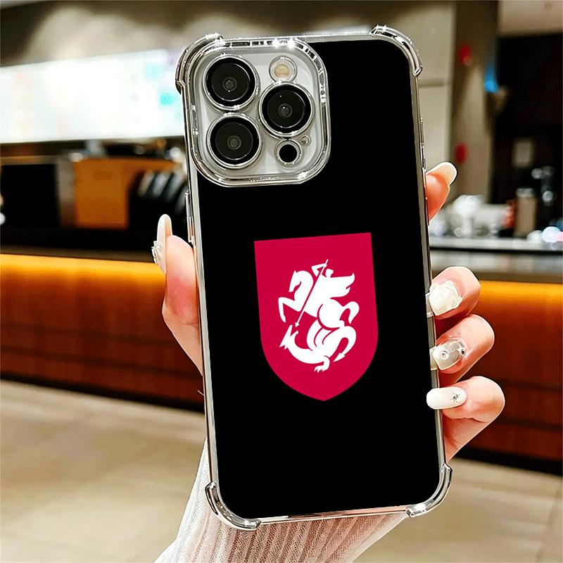 Georgia Passport Flag Plating Phone Case For Iphone 16 17 Pro Max Air 16E 14 15 Plus 12 13 Mini Anti-Fall Airabag Cover