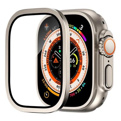 Gehärtetes Glas für Apple Watch Ultra 2 49 mm Displayschutzfolie Metallrahmen Anti-Kratzer für IWatch Serie Ultra 49 mm Zubehör 2in1
