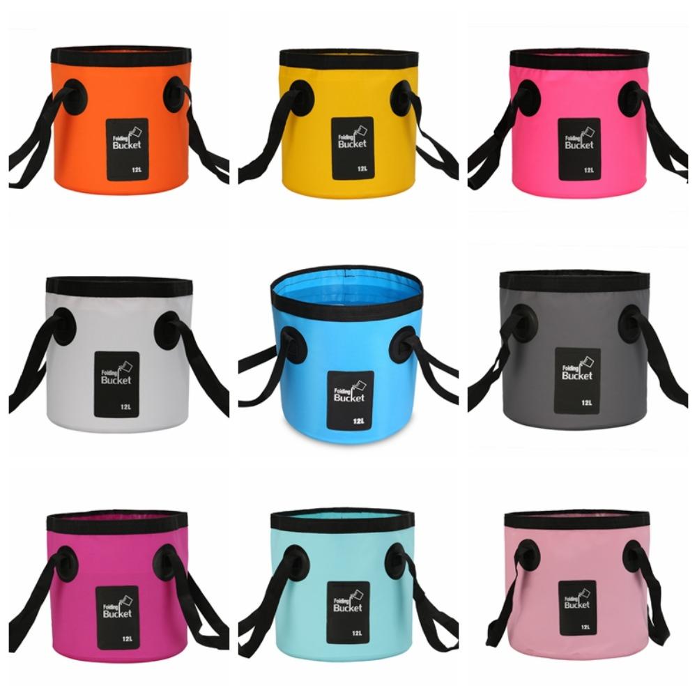 

12L Portable Foldable Fishing Bucket Colorful Washing Function Bucket Camping розовый