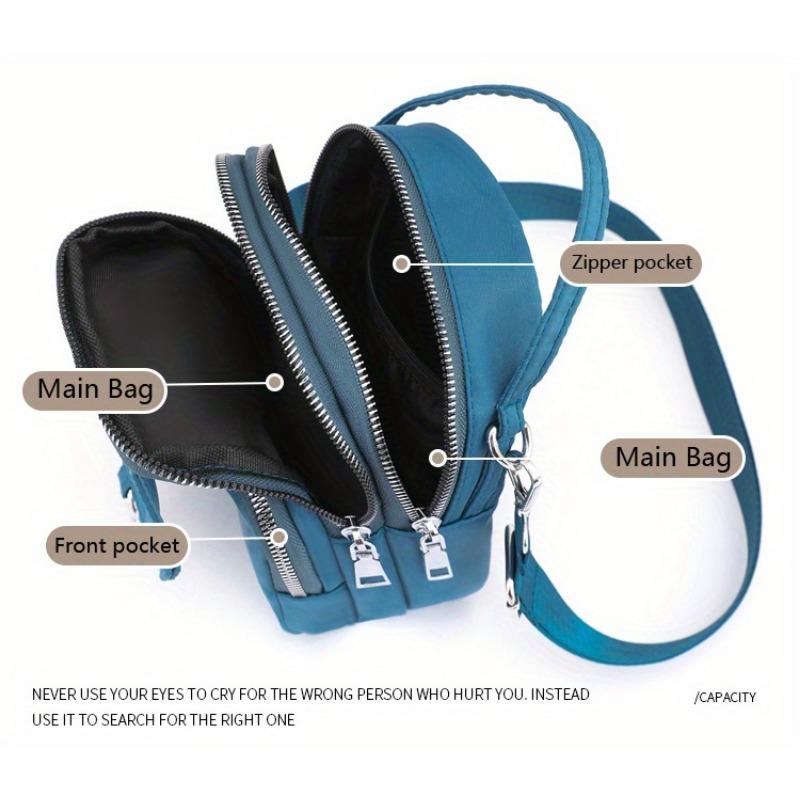 Borsa a tracolla con cerniera tinta unita, Portamonete versatile, Borsa a spalla da donna per lo shopping