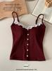 Spring Ribbed Cotton Doll Collar Lace Camisole - Slim Fit, Versatile Fashion Top