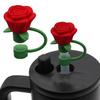 Flower Rose Straw Cover Caps Silicone Straw Tips Lid Dust-Proof Decor For Stanleys Topper 10mm K1B5