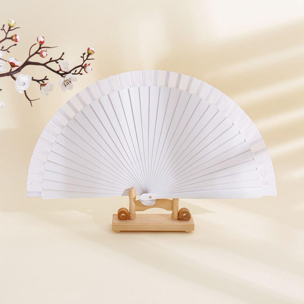 Classical Simple Spanish Plain Fan Solid Color Art Craft Pure Wood Folding Fan Handmade Decorative Props Fan Props