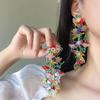 Rural Style Beaded Tassel Earrings Handmade Colorful Floral Earrings  Birthday Gift