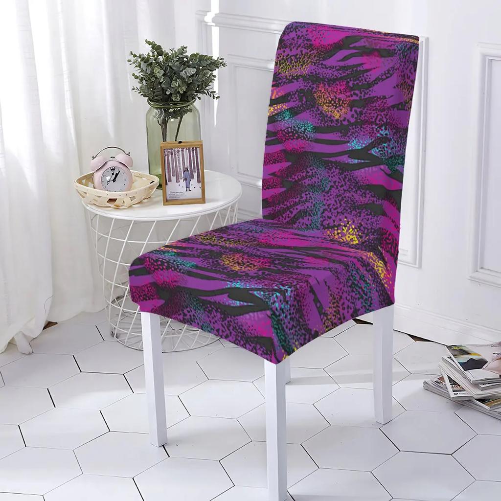 Leopard Print Spandex Chair Covers Stretchy Washable Dining Room Seat Protectors Elastic Slipcovers For Home