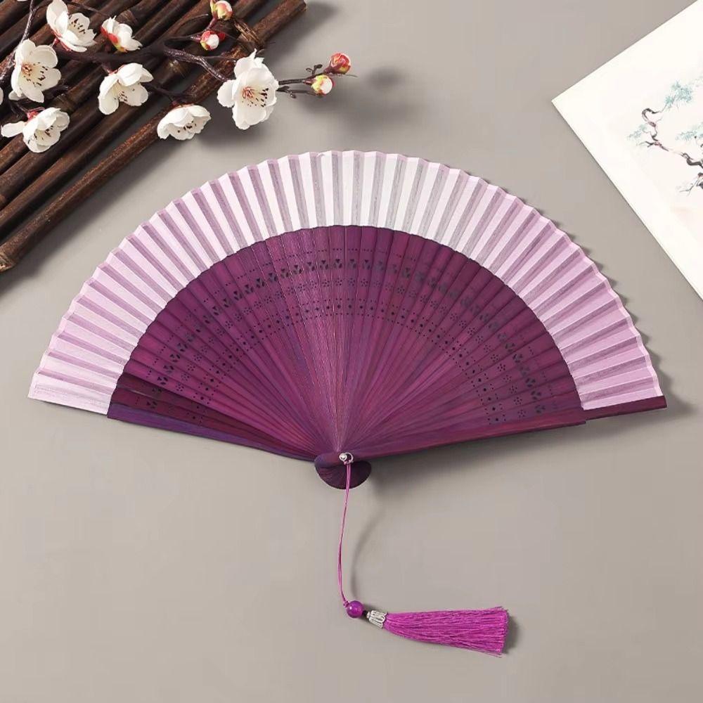 Gradient Color Retro Hand Fan Portable Dance Fan Chinese Style Bamboo Folding Fan  Gift Giving