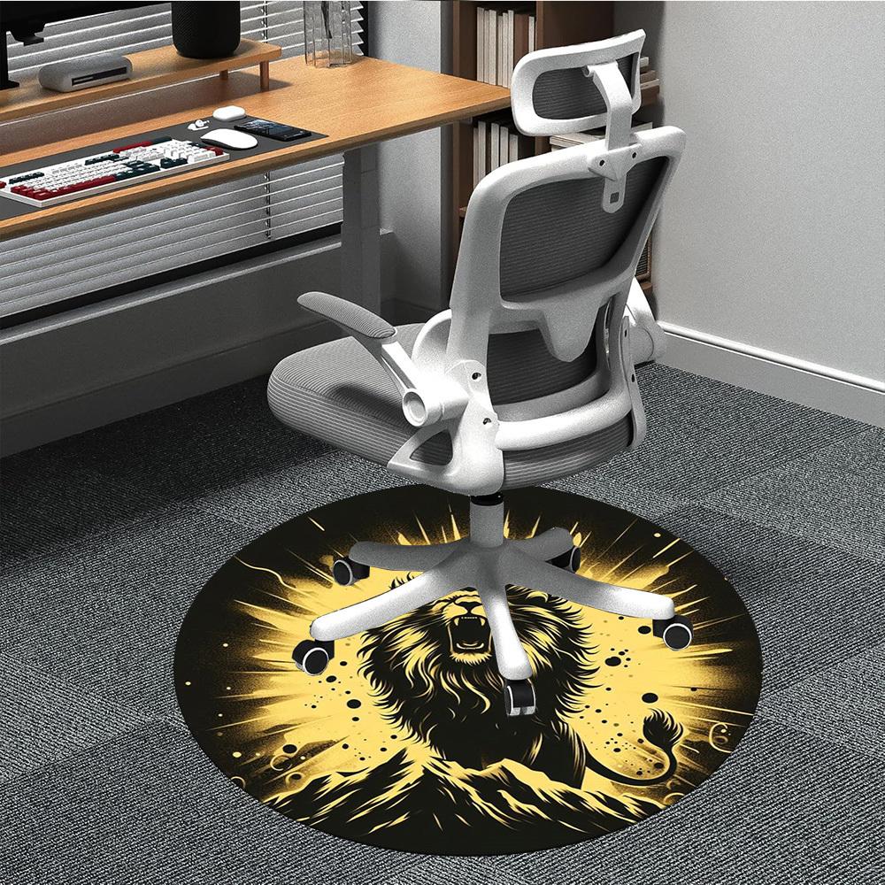 

1pc Lion Roar Print Chair Carpet for Office Non-Slip, Machine Washable Rug for Office, Room - Polyester, Machine Made yy251029160 80cm by 80cm