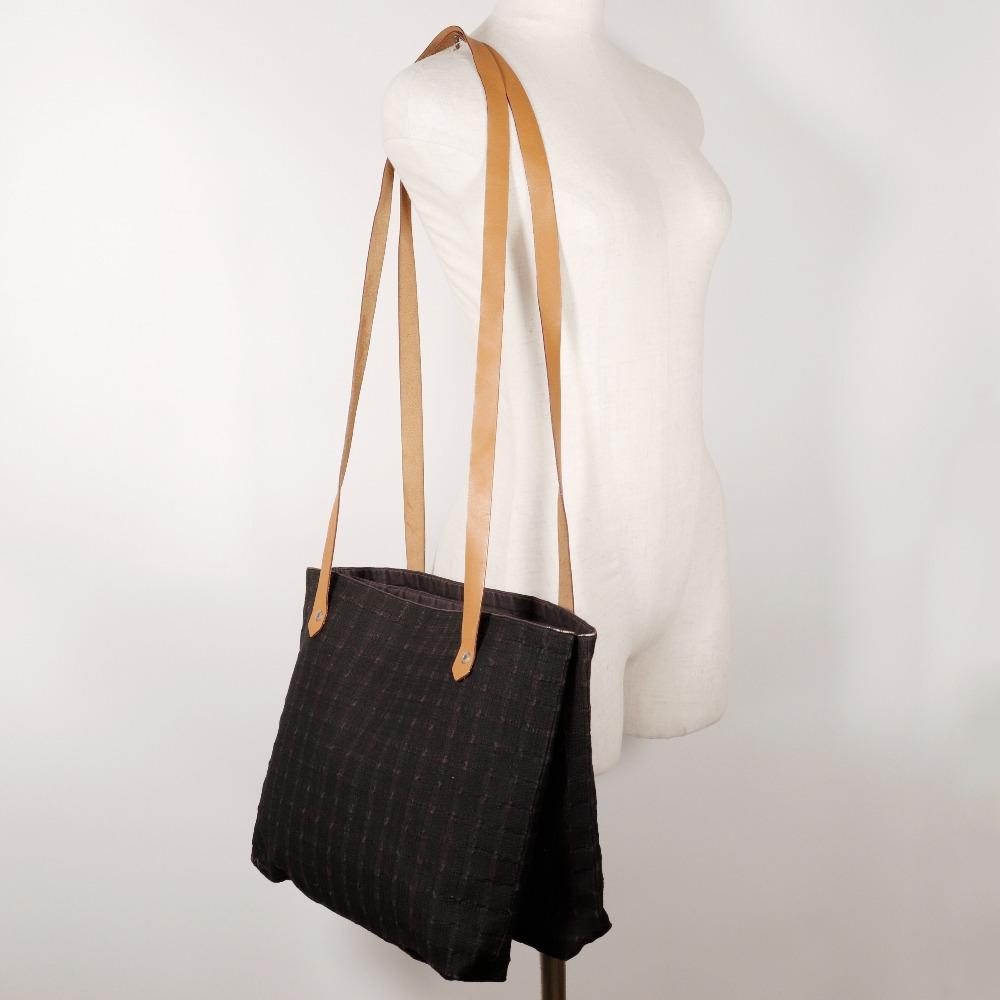 Hermes Amedaba Hippo De Poche Shoulder Bag Black Canvas Women Used