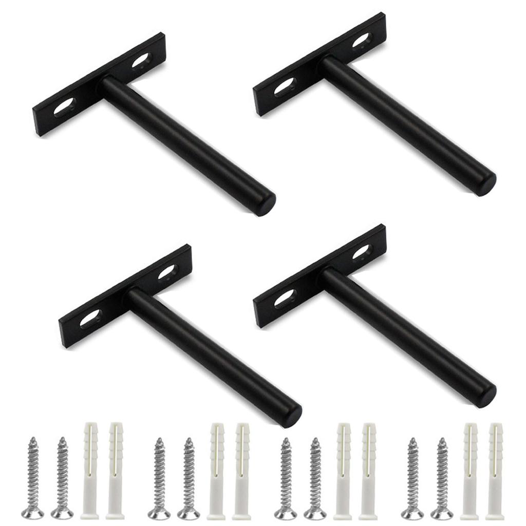 4 Stück Metall Schwarz Matt Robuste Schweberegalhalterungen Für Holzregale Set von 4 Schweberegale