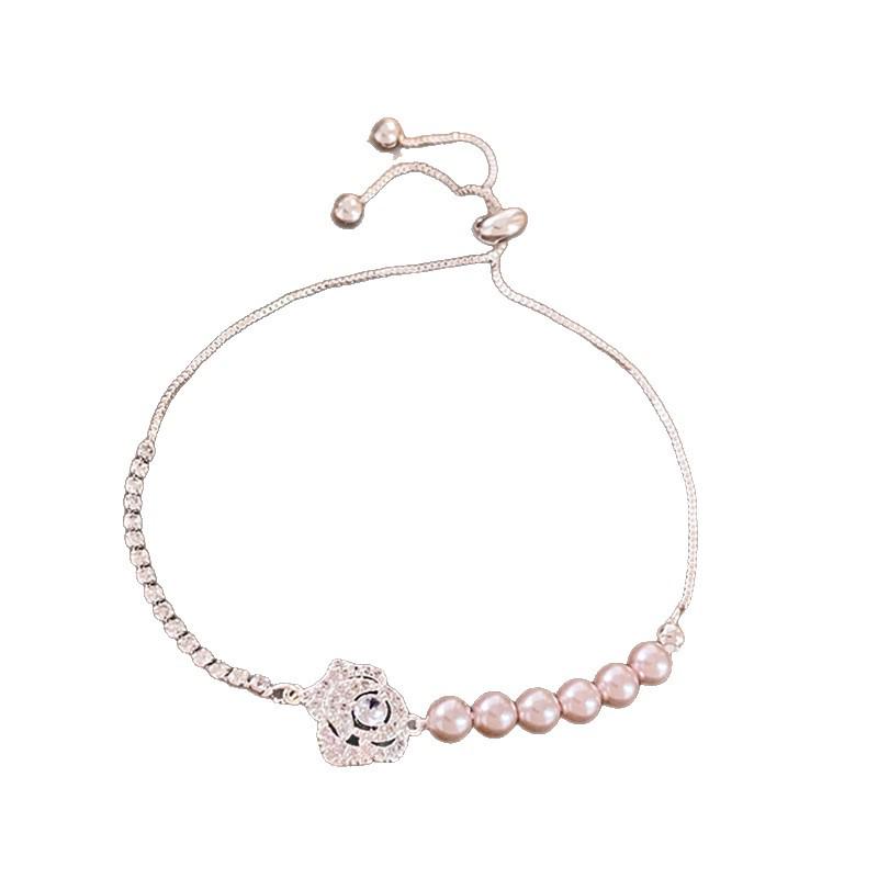 Inlaid Zircon Pearl Rose Bracelet: Elegant, Versatile, High-End Commuter Bangle