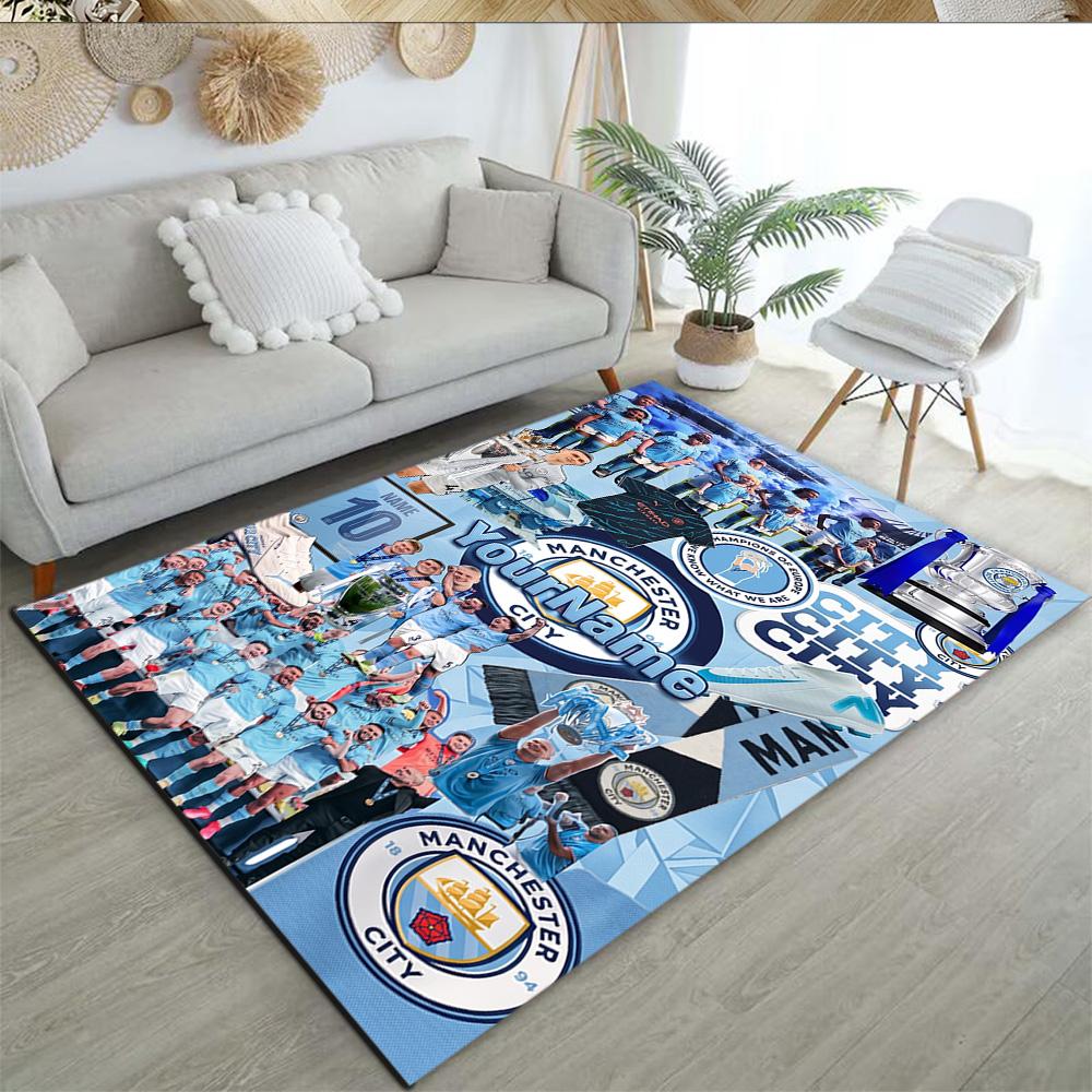 Manchester City Personalized Text Floor Rug Office Rug Design for Decorate room Living Rooms Kitchen Playrooms Anti-slip Rug Anime Office Decor