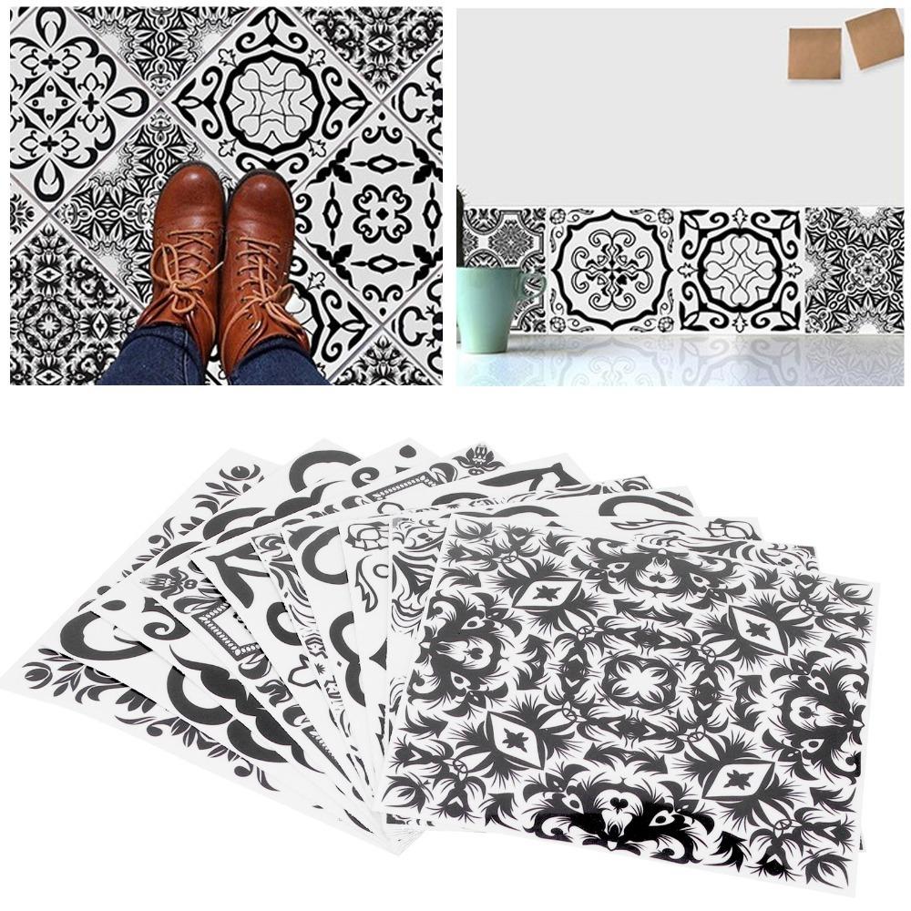 Oil Proof Ceramic Tile Stickers Waterproof Wall Art Stickers Peel and Stick Tile  Bathroom Wall