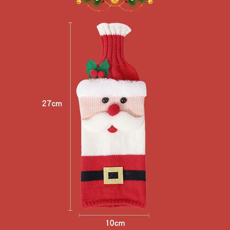 Christmas Wine Bottle Cover Set Santa Snowman Woven Wine Bottle Bags for Christmas Party Dinner Table Decorations New Year Gifts