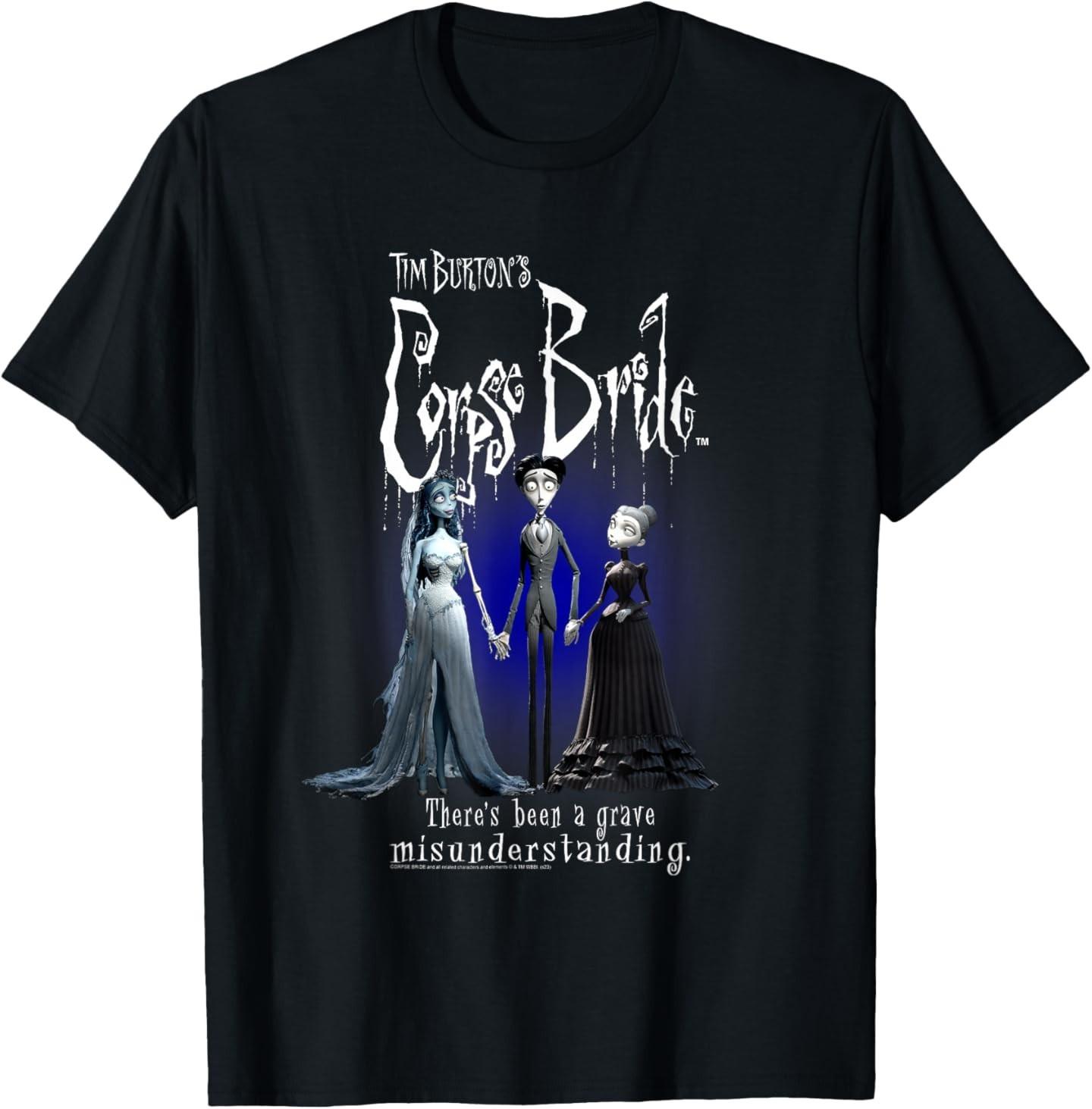 Corpse Bride Emily Victor Victoria Portrait Movie T-Shirt S разноцветный