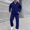 Men's Casual Two Piece Outdoor Set - Pullover Sweatshirt with Elastic Waist Cargo Pants