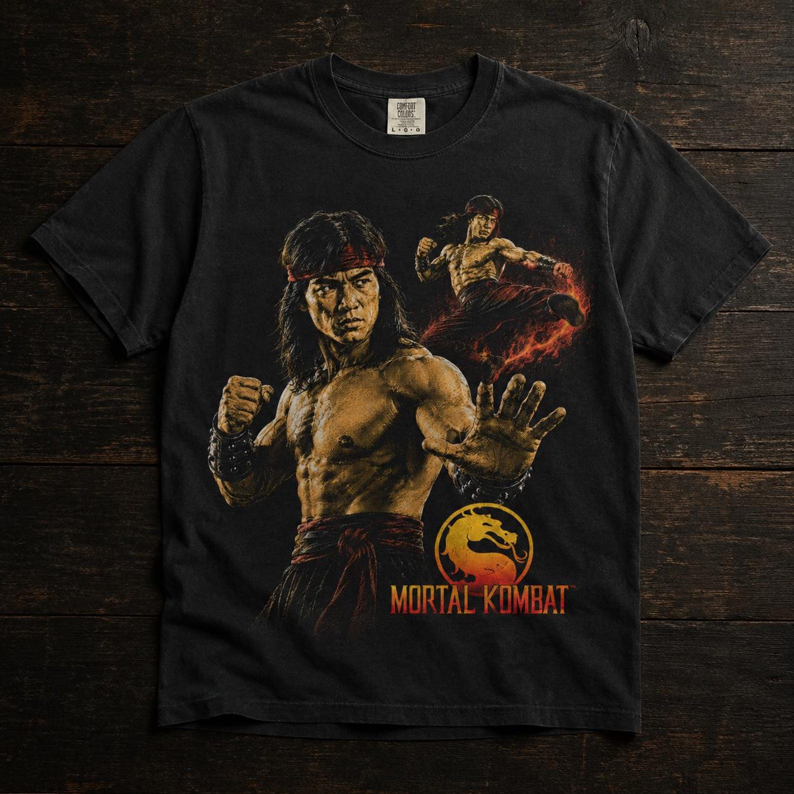Liu Kang Mortal Kombat Tee | Halftone Gaming Character Shirt L
