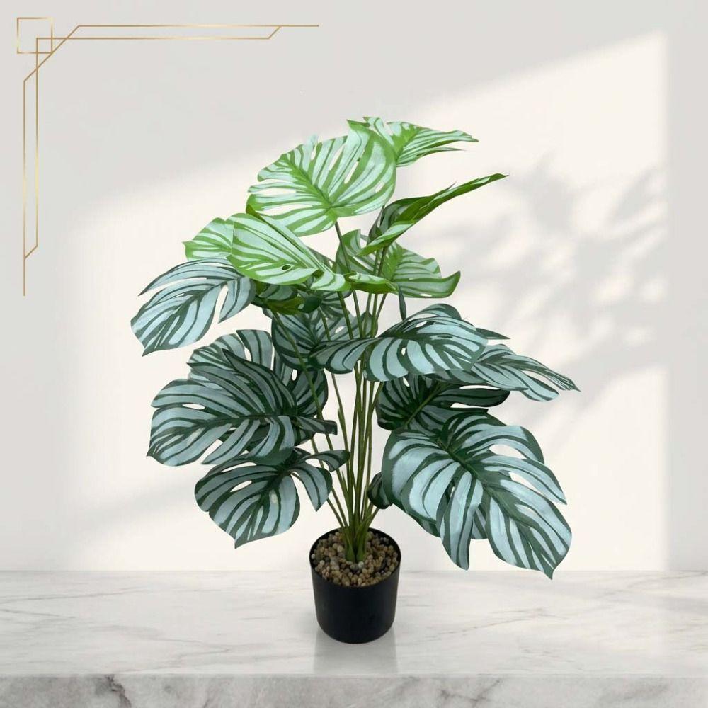 Große Größe 55cm Künstliche Pflanze 12/18 Blätter Grüne Kunstblätter Pflanzen Kunststoffmaterial DIY Fake Palmenpflanze Wanddekoration