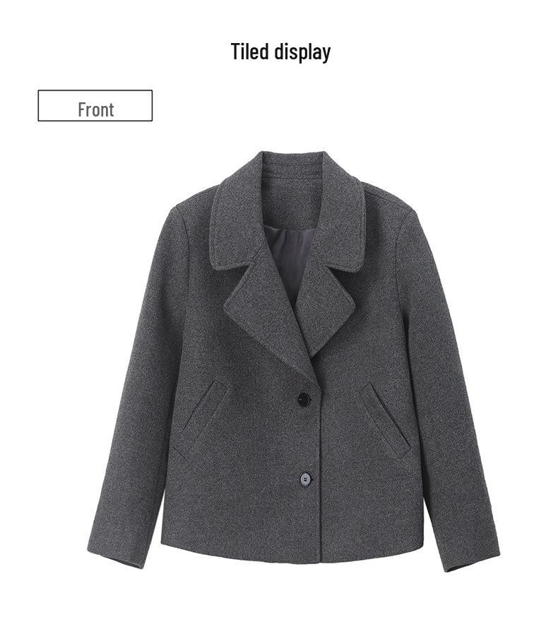 2024 Women's High-End Wool Coat: Petite Short Style with Suit Collar for Spring and Autumn