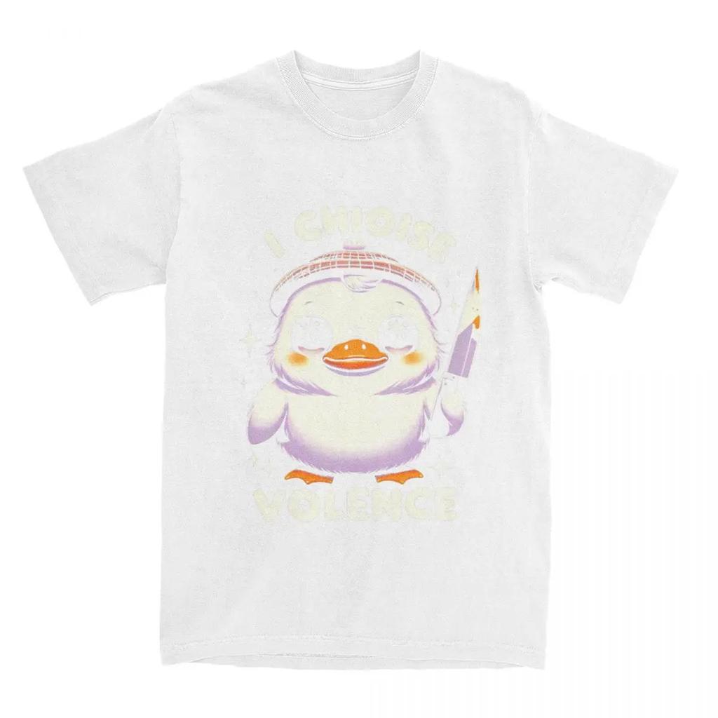 Ich wähle Gewalt Ente Humorvolles Meme Merch Shirt für Männer Frauen Lustig Messer Enten Liebhaber Geschenk Vintage Alle Jahreszeiten Stoff