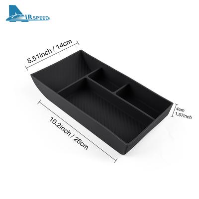 Silicone Car Central Console Storage Box for Tesla Model Y Juniper Launch 2025 2026-UP Tidying Black Tray Organizer Accessories