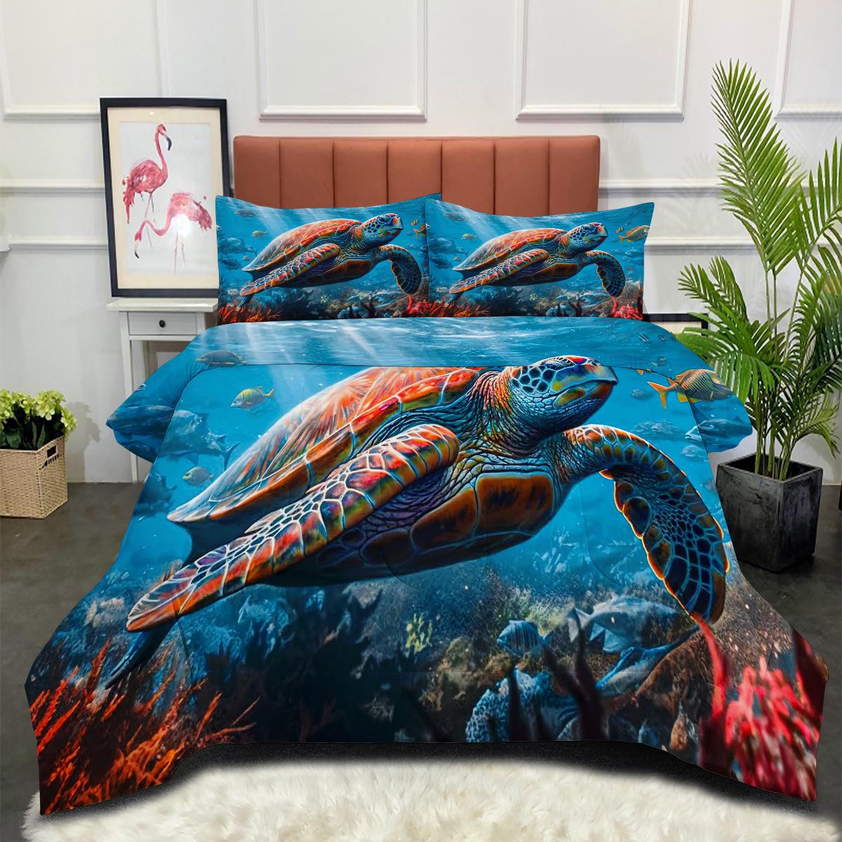 Digital Printing Supplies for Colorful Turtle Fat Quilt - Feather Silk Cotton Thickened Quilt Mockup 140*200cm