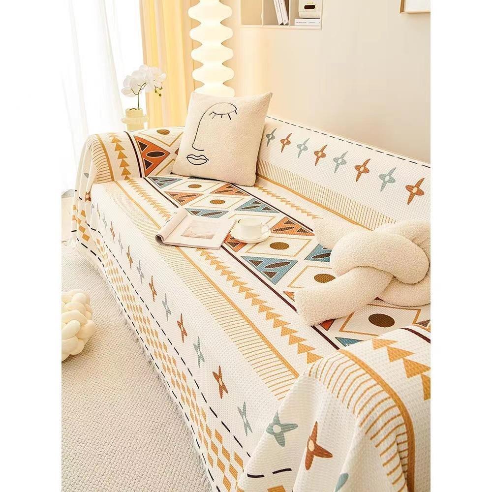 1PC Chenille Sofa Towel for Living Room French Style Home Decoration Sofa Cover Printing Couch Cover Tassel Edge Sofa Cushion