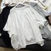 Loose Plus Size Cotton Raglan Sleeve Pullover - Five-Sleeve Summer Top