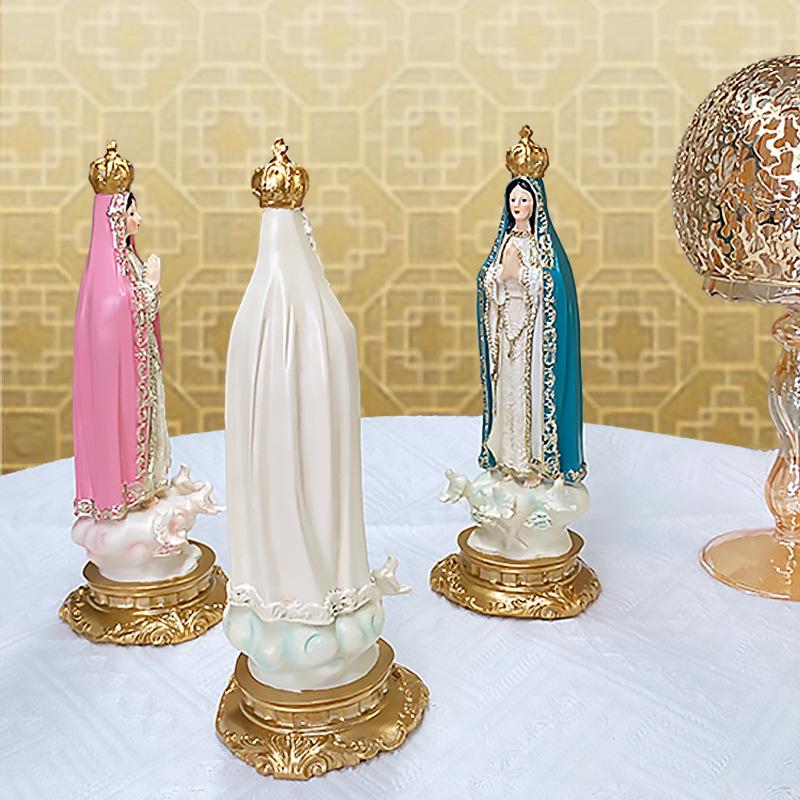 Katholische Statue Unsere Liebe Frau von Fatima Statue Jungfrau Maria Figur Religiöse Geschenke Altar Dekoration Figur Ornamente handbemalt