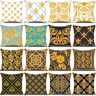 European Style Home Decorative Cushion Cover 18x18 Inches Geometric Printed Throw Pillowcase Baroque Decor Pillow Cover for Sofa