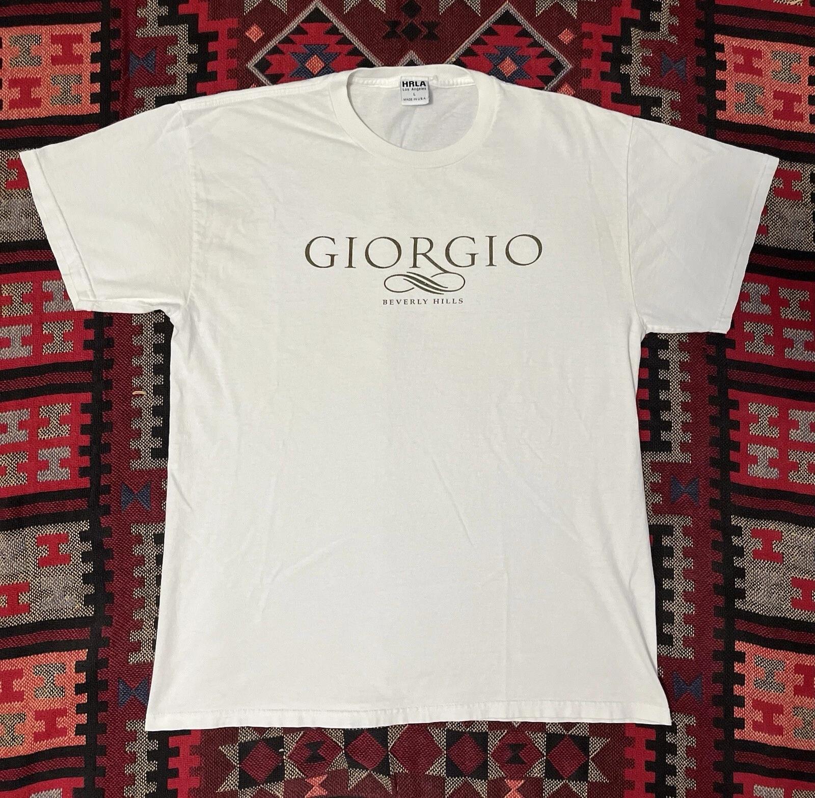 Vintage Giorgio Beverly Hills Logo Shirt White Short Sleeve HRLA Made In USA 90s 4XL