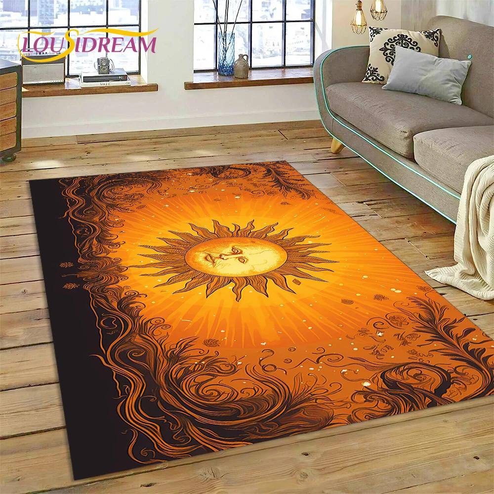 Sun Moon Mandala Magic Witchcraft Tarot Carpet Rug for Home Living Room Bedroom Sofa Doormat Decor,Area Rug Non-slip Floor Mat