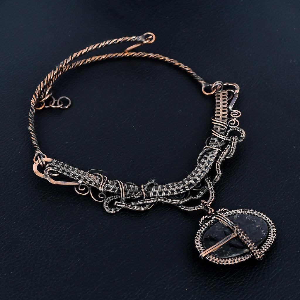 Larvikite Necklace, 999 Copper Wire Wrapped Necklace Gemstone Jewelry, Handmade Necklace Amazing Jewelry, Gift For Her