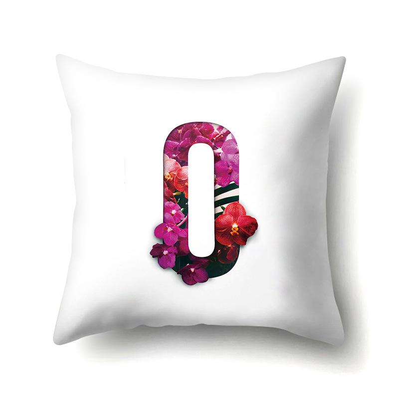 Polyester Pillowcase Flower Decoration Home 26 English Letter Printing Pillowcase Car Cushion Cover