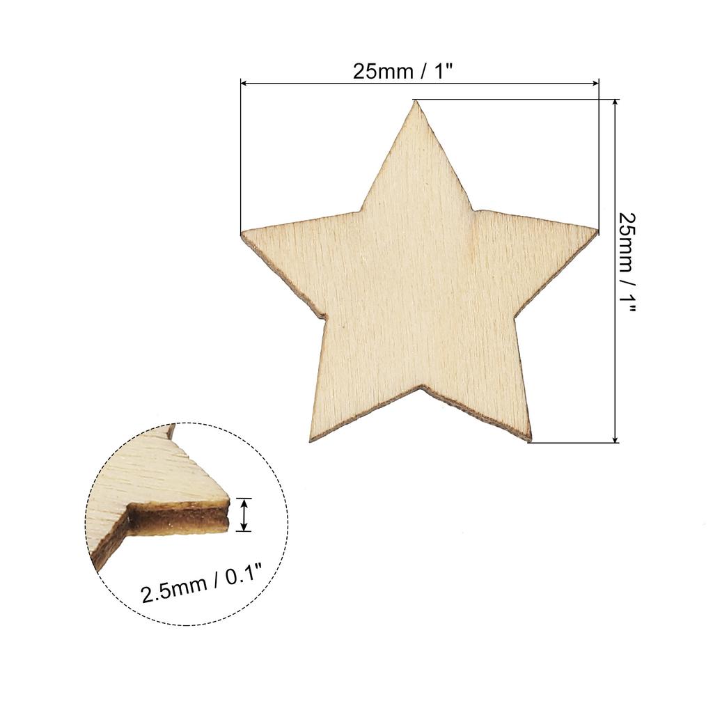 Wooden Stars 200pcs Unfinished Wood Stars Blank Wooden Cutouts Ornaments Natural Wood Pieces for Christmas Party Craft Projects