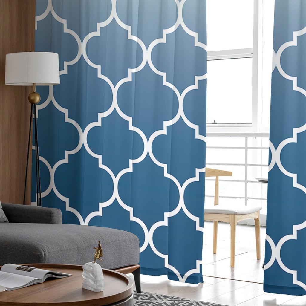 Tende in Tulle a Gradiente Blu Marocco per Soggiorno Tenda Voile Sheer per Finestra per Camera da Letto Tende in Chiffon per Cucina