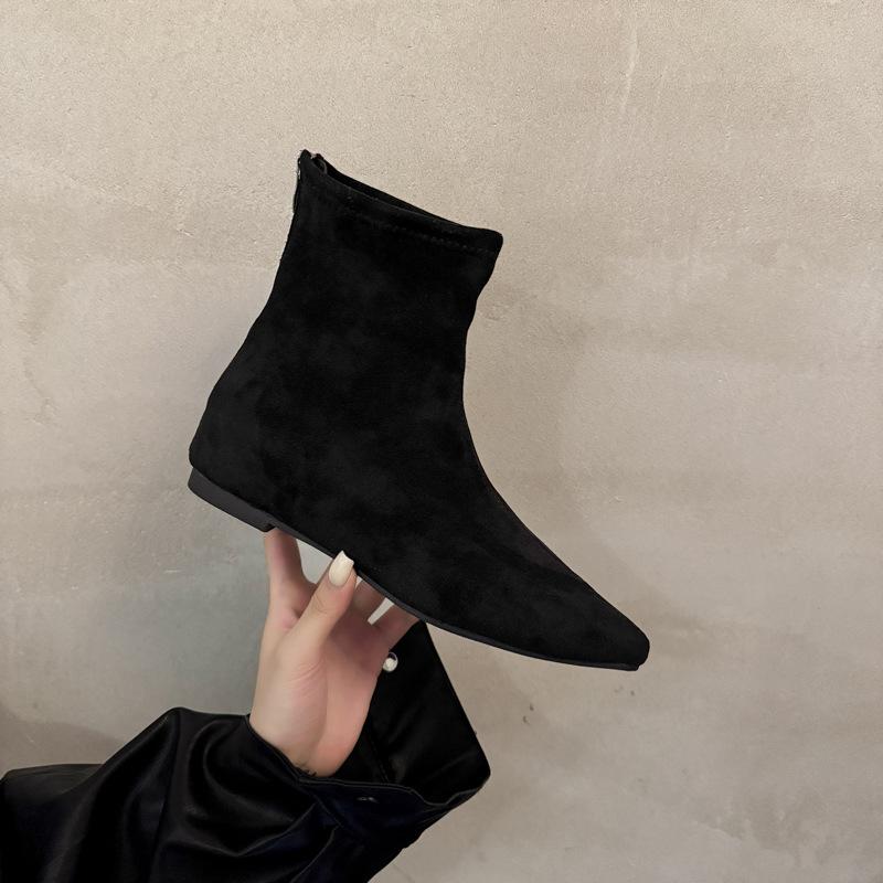 

Korean version of pointed short tube thin boots women s boots autumn and winter new models with skirts French thin short boots and bare boots women s 40