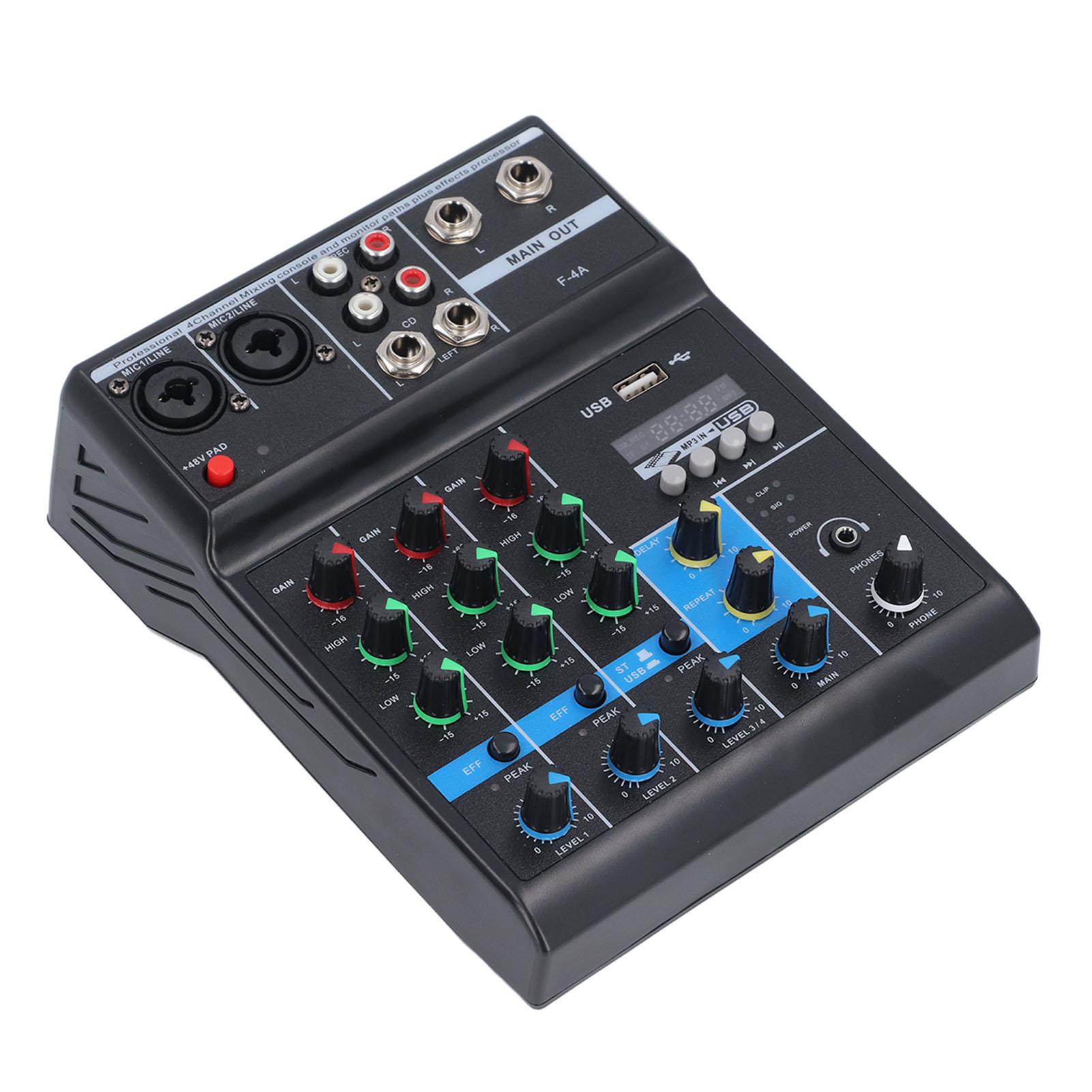 

Звуковой микшер USB BT 4-канальный звуковой микшерный пульт с кнопкой фантомного питания 48 В для сценического выступления