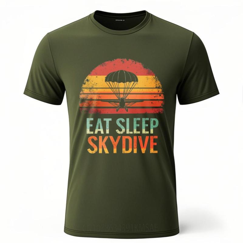 

Street Wear For him Crew Neck t shirt Vintage Eat Sleep Skydive Sunset Parachute Silhouette Vintage Style Everyday Women 4XL