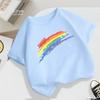 Jungen Mädchen T-Shirt Sommer Baumwolle Kurzarm T-Shirt Trendiges Regenbogen Design Kinder T-Shirt Mode Kinder Kleinkind Oberteile Zurück zur Schule